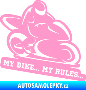 Samolepka Motorkář 012 pravá s textem světle růžová