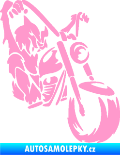 Samolepka Motorkář 015 pravá harley světle růžová