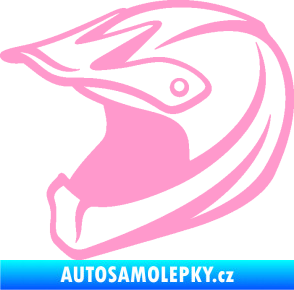 Samolepka Motorkářská helma 001 levá světle růžová