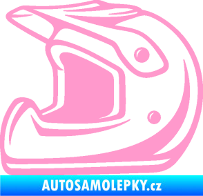 Samolepka Motorkářská helma 002 levá světle růžová