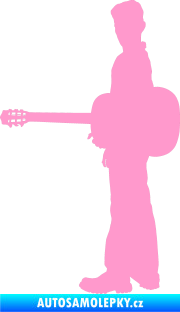Samolepka Music 003 levá hráč na kytaru světle růžová