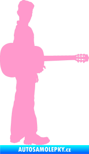 Samolepka Music 003 pravá hráč na kytaru světle růžová