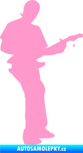 Samolepka Music 006 pravá hráč na kytaru světle růžová