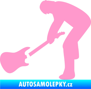 Samolepka Music 007 levá rocker s kytarou světle růžová