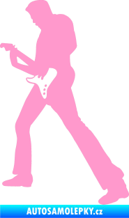Samolepka Music 008 levá hráč na kytaru světle růžová