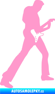 Samolepka Music 008 pravá hráč na kytaru světle růžová