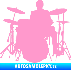 Samolepka Music 009 levá hráč na bicí světle růžová
