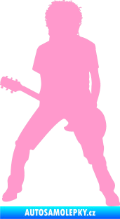 Samolepka Music 010 levá rocker s kytarou světle růžová