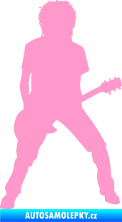 Samolepka Music 010 pravá rocker s kytarou světle růžová