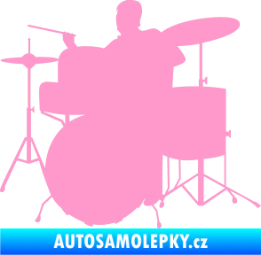Samolepka Music 011 levá hráč na bicí světle růžová