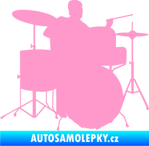 Samolepka Music 011 pravá hráč na bicí světle růžová