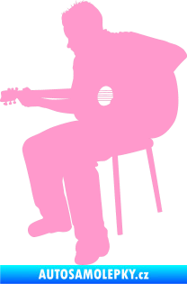 Samolepka Music 012 levá  kytarista světle růžová