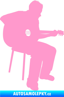 Samolepka Music 012 pravá  kytarista světle růžová