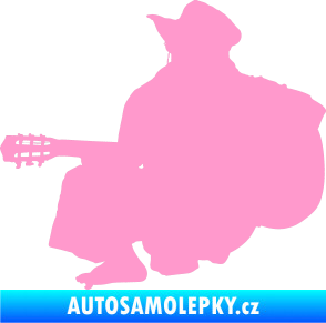 Samolepka Music 014 levá hráč na kytaru světle růžová