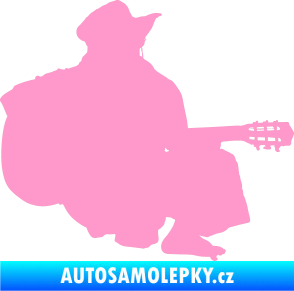 Samolepka Music 014 pravá hráč na kytaru světle růžová