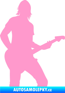 Samolepka Music 019 pravá hráč na kytaru světle růžová