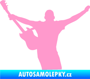 Samolepka Music 024 levá kytarista rocker světle růžová