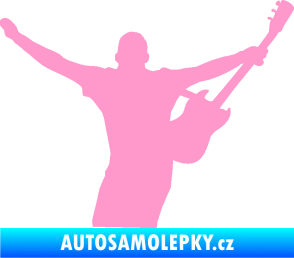 Samolepka Music 024 pravá kytarista rocker světle růžová