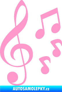 Samolepka Music noty a houslový klíč 002 světle růžová