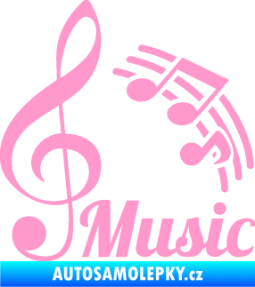 Samolepka Music noty a houslový klíč světle růžová