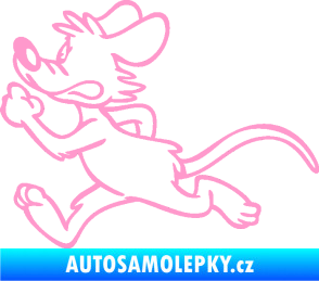 Samolepka Myš 001 levá sprintuje světle růžová