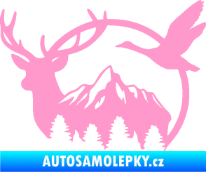 Samolepka Myslivost 002 levá lesní zvěř světle růžová