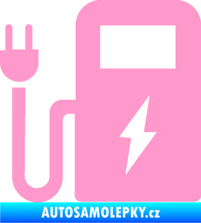 Samolepka Nabíjecí stanice 001 levá elektromobil charge světle růžová