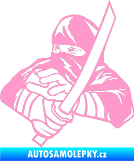 Samolepka Ninja silueta levá světle růžová