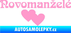 Samolepka Novomanželé 001 nápis se srdíčky světle růžová