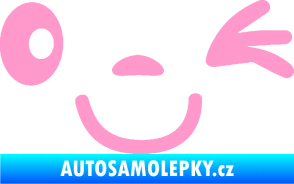Samolepka Obličej 008 pravá mrkající světle růžová