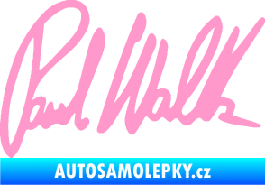 Samolepka Paul Walker 002 podpis světle růžová