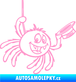 Samolepka Pavouk 022 pravá s kloboučkem světle růžová
