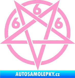 Samolepka Pentagram 666 světle růžová