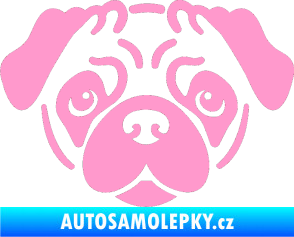 Samolepka Pes 067 Mopsík světle růžová