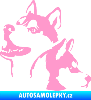 Samolepka Pes 117 levá husky světle růžová