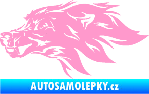 Samolepka Pes 127 levá hlava světle růžová