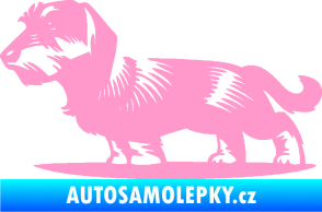 Samolepka Pes 133 levá drsnosrstý jezevčík světle růžová