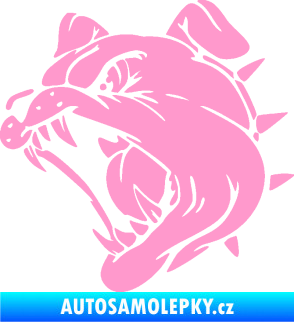 Samolepka Pes 136 levá rozzuřený buldok světle růžová