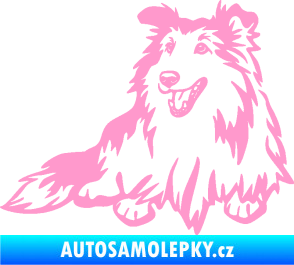 Samolepka Pes 162 levá sheltie světle růžová