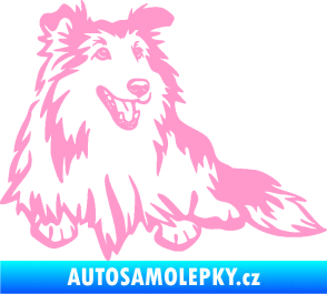 Samolepka Pes 162 pravá sheltie světle růžová