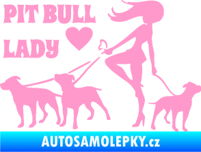 Samolepka Pit Bull lady levá světle růžová