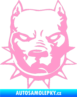 Samolepka Pitbull hlava 002 levá světle růžová