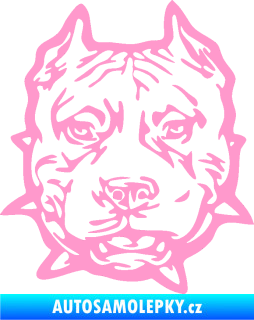 Samolepka Pitbull hlava 003 levá světle růžová