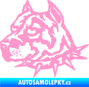 Samolepka Pitbull hlava 006 levá světle růžová