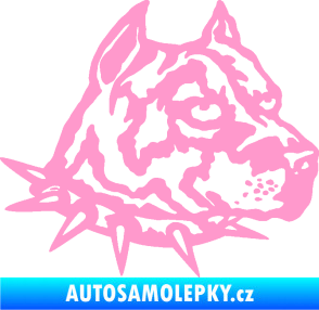 Samolepka Pitbull hlava 006 pravá světle růžová