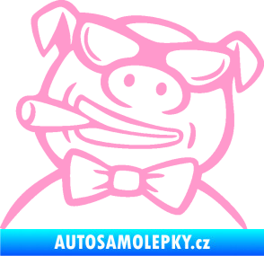 Samolepka Prase 005 levá s doutnikem světle růžová