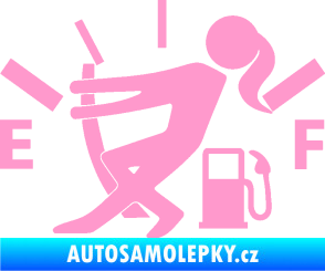Samolepka Prázdná nádrž 002 palivoměr, varianta s ženou světle růžová