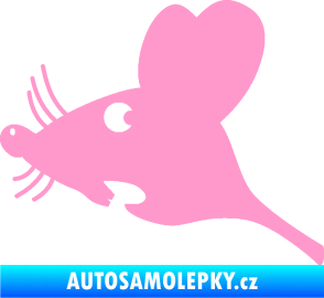 Samolepka Překvapená myš levá světle růžová