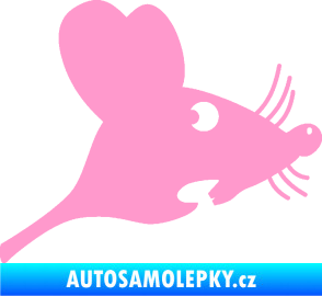 Samolepka Překvapená myš pravá světle růžová
