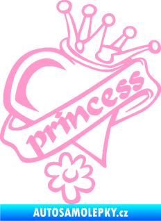 Samolepka Princess nápis v srdíčku světle růžová